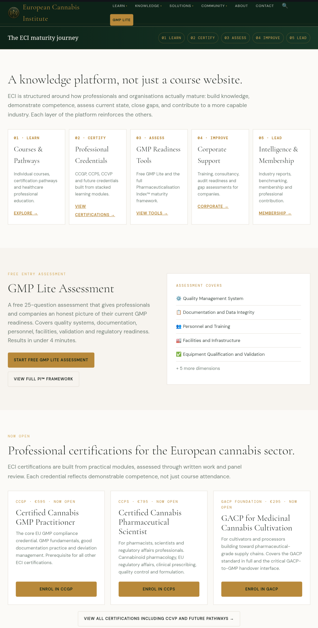 EC-Institute.com — European Cannabis Institute education platform, web design by Sul Digital